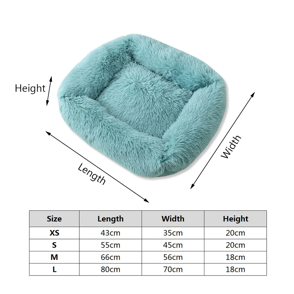 Long Plush Square Dog Bed for Small to Large Pets