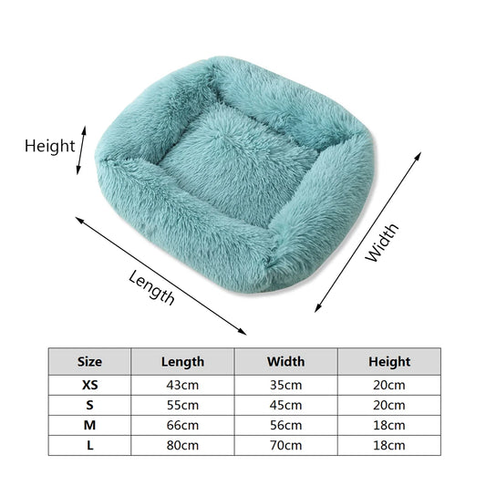Long Plush Square Dog Bed for Small to Large Pets