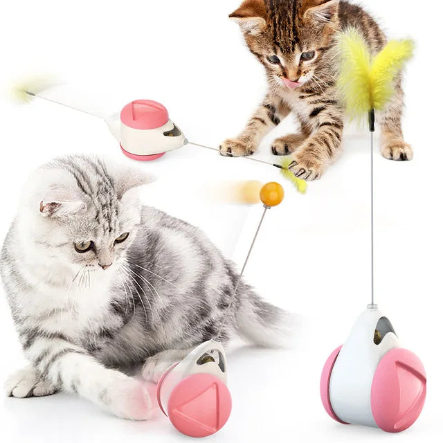 Auto-Rotating Feather Ball Cat Toy