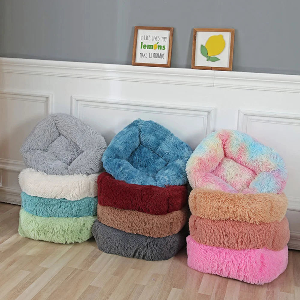 Long Plush Square Dog Bed