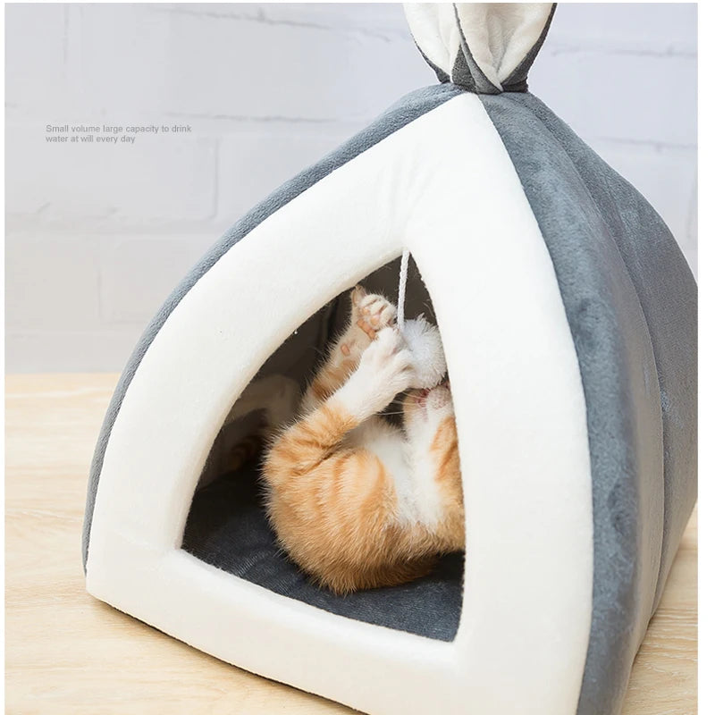 Cozy Collapsible Cat Cave Bed for Indoor Cats