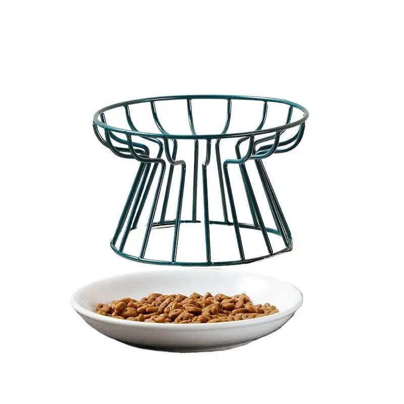 Elevated Ceramic Pet Bowl with Metal Stand – For Cats & Small Dogs