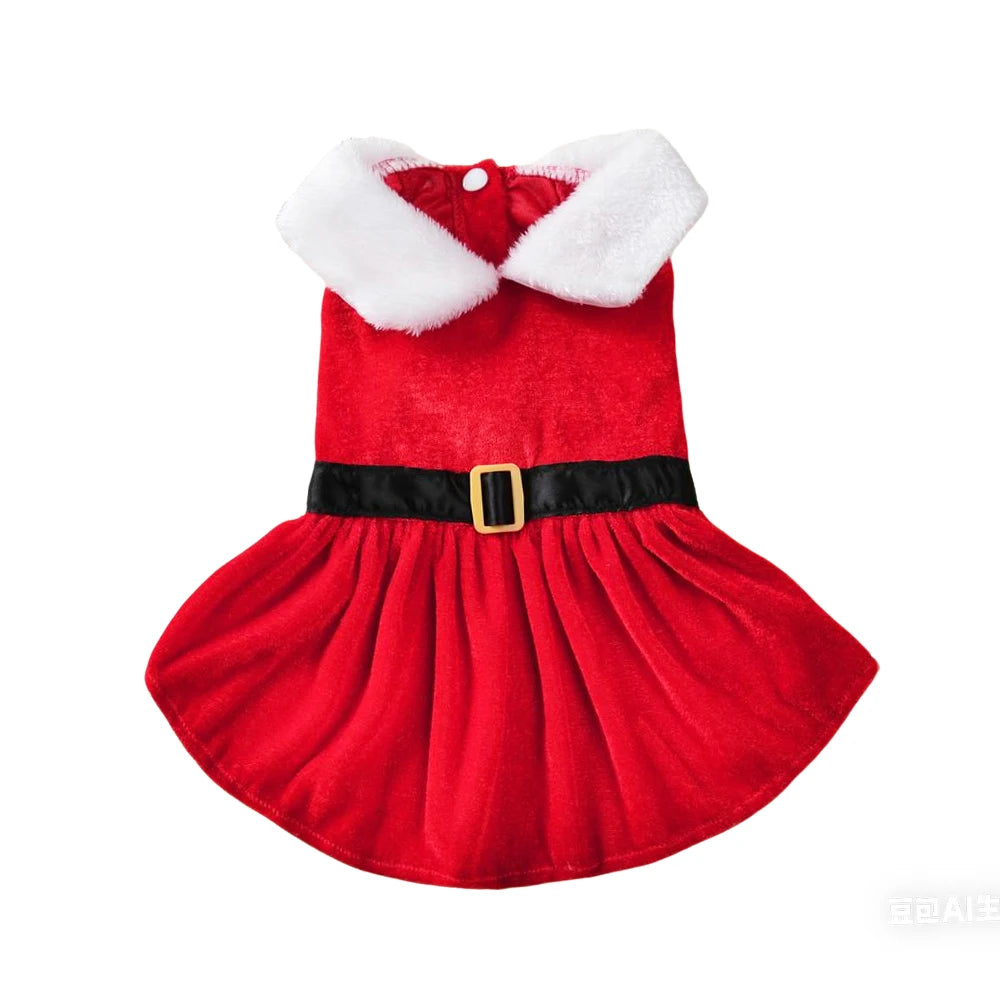 Christmas Pet Dress – Red Princess Costume for Small Dogs & Cats, S–XL
