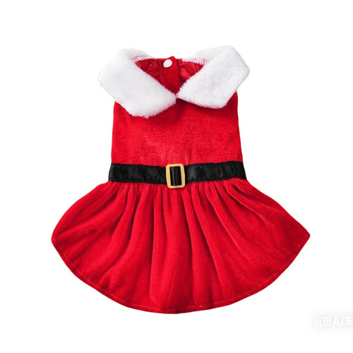 Christmas Pet Dress – Red Princess Costume for Small Dogs & Cats, S–XL
