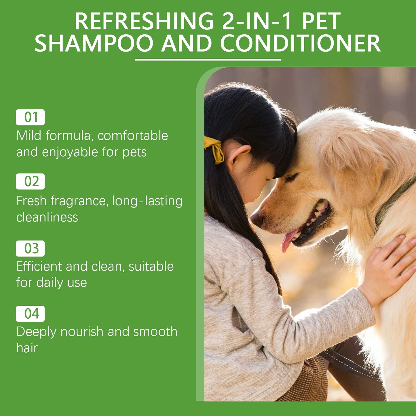 Hypoallergenic 2-in-1 Pet Shampoo & Conditioner – pH Balanced, Tear-Free, 100ml