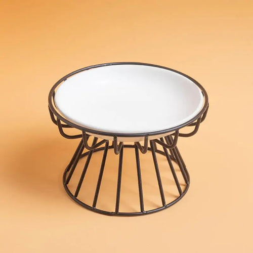 Elevated Ceramic Pet Bowl with Metal Stand – For Cats & Small Dogs