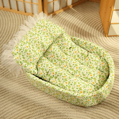 Macaron Pet Bed – Soft Round Dog & Cat Kennel, All-Season, 60x40cm