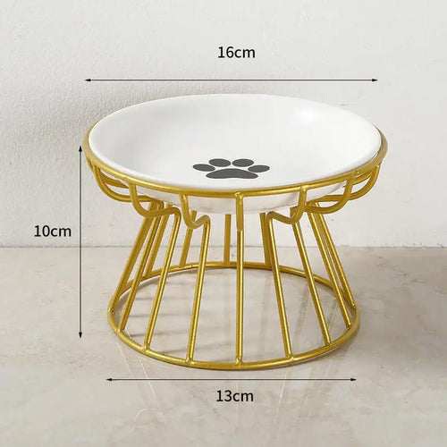 Elevated Ceramic Pet Bowl with Metal Stand – For Cats & Small Dogs