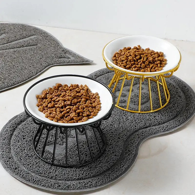 Elevated Ceramic Pet Bowl with Metal Stand – For Cats & Small Dogs