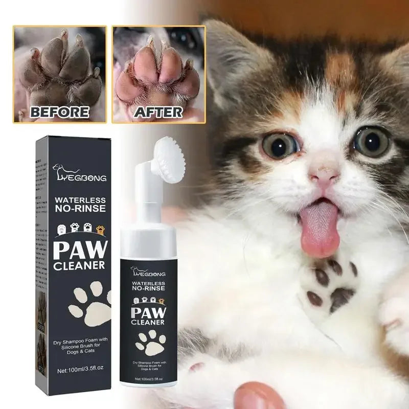 Waterless Paw Cleaner Foam with Silicone Brush – 100ml, for Dogs & Cats