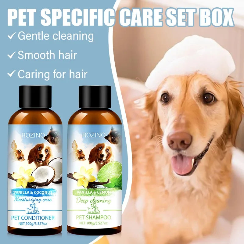 Pet Shower Gel & Conditioner Combo Pack – Lime & Coconut Scent for Dogs & Cats