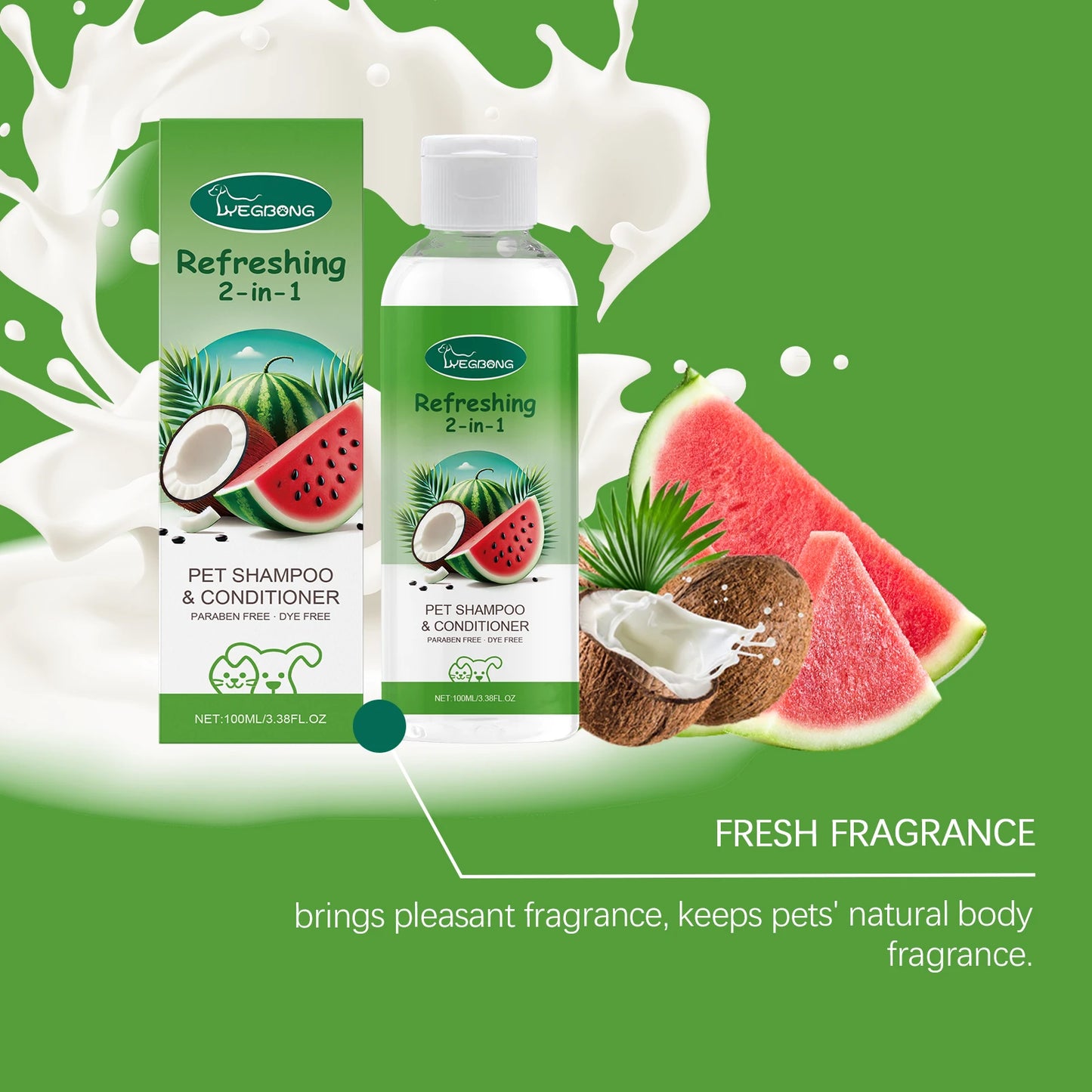 Hypoallergenic 2-in-1 Pet Shampoo & Conditioner – pH Balanced, Tear-Free, 100ml