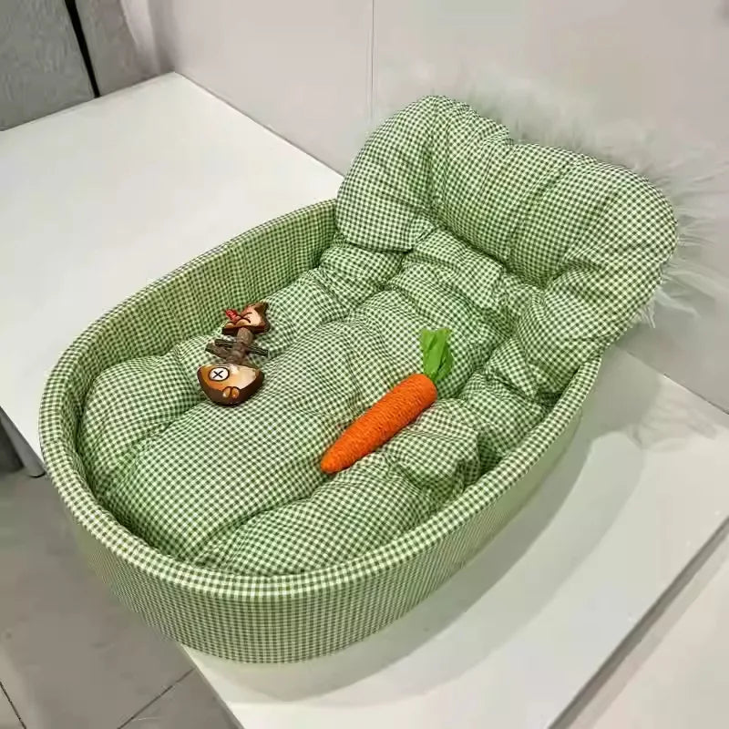 Macaron Pet Bed – Soft Round Dog & Cat Kennel, All-Season, 60x40cm