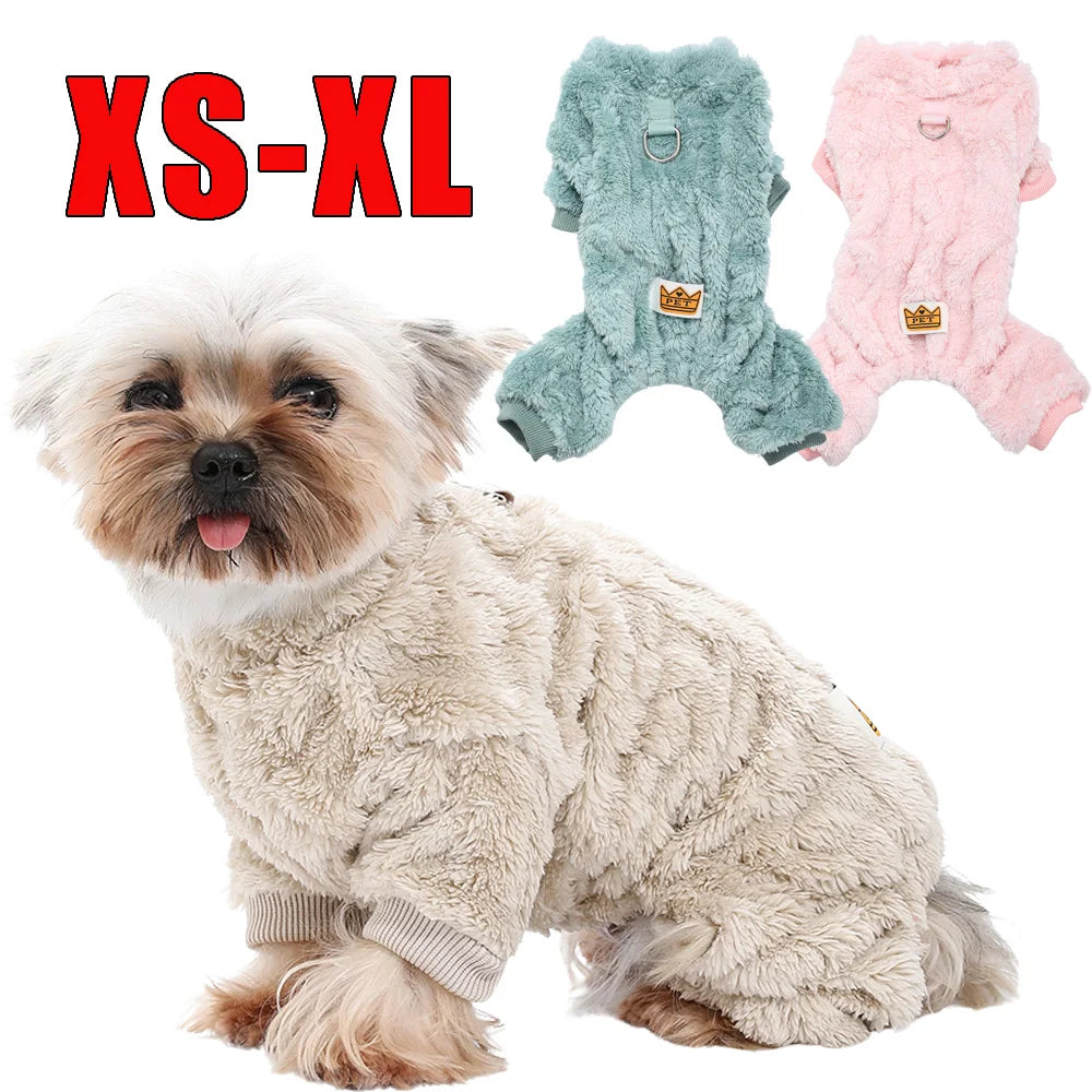 Fleece Pet Jumpsuit – Cozy Winter Clothes for Small Dogs & Cats, XS–XL