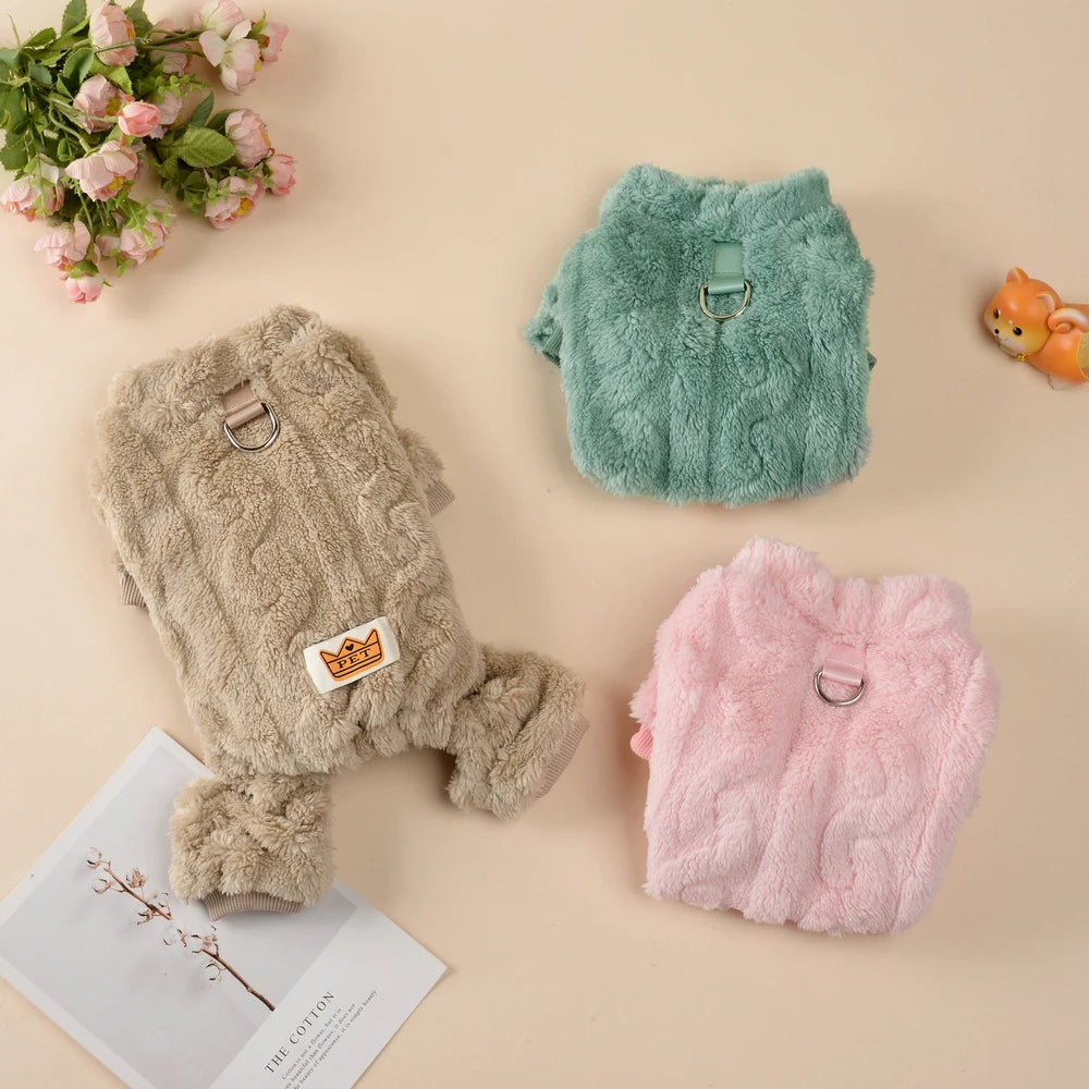 Fleece Pet Jumpsuit – Cozy Winter Clothes for Small Dogs & Cats, XS–XL