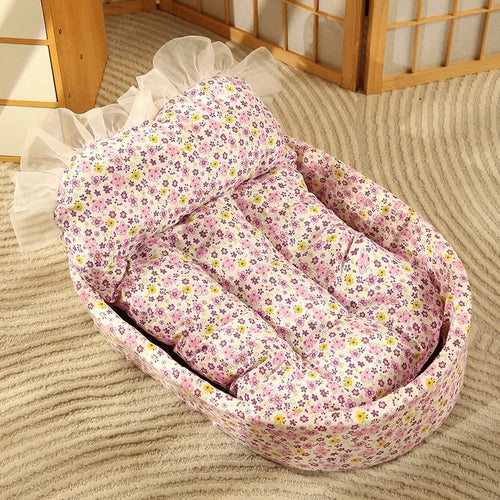 Macaron Pet Bed – Soft Round Dog & Cat Kennel, All-Season, 60x40cm