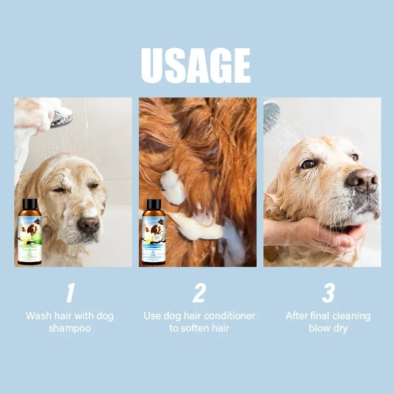 Pet Shower Gel & Conditioner Combo Pack – Lime & Coconut Scent for Dogs & Cats