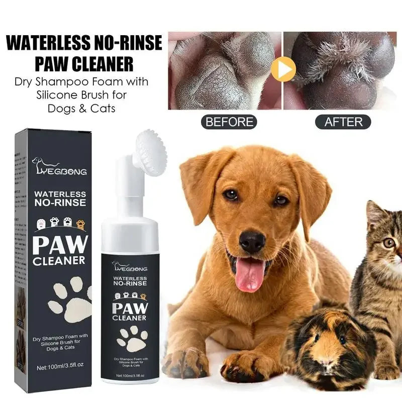 Waterless Paw Cleaner Foam with Silicone Brush – 100ml, for Dogs & Cats