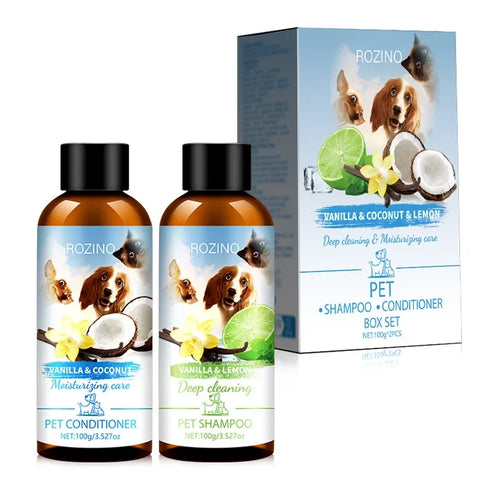 Pet Shower Gel & Conditioner Combo Pack – Lime & Coconut Scent for Dogs & Cats