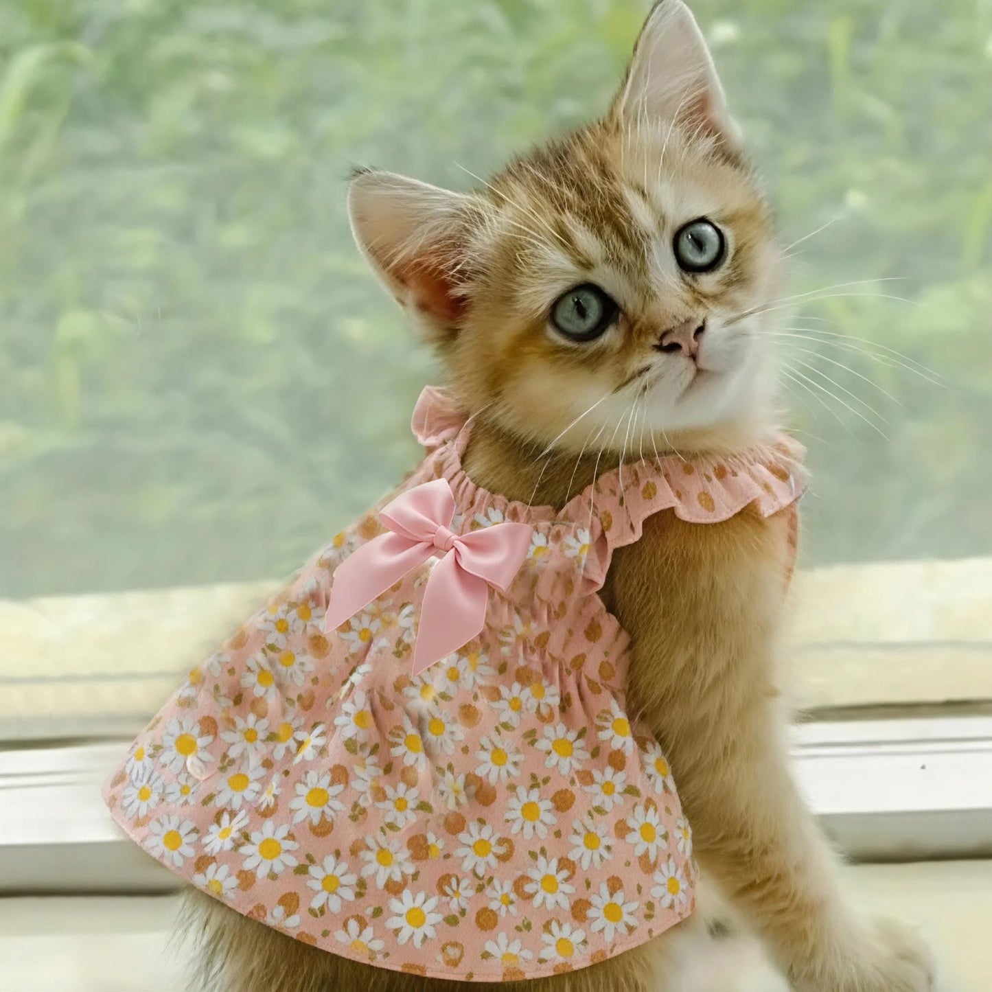 Romantic Summer Pet Dress – Cute Skirt for Small Dogs & Cats, Pink Floral