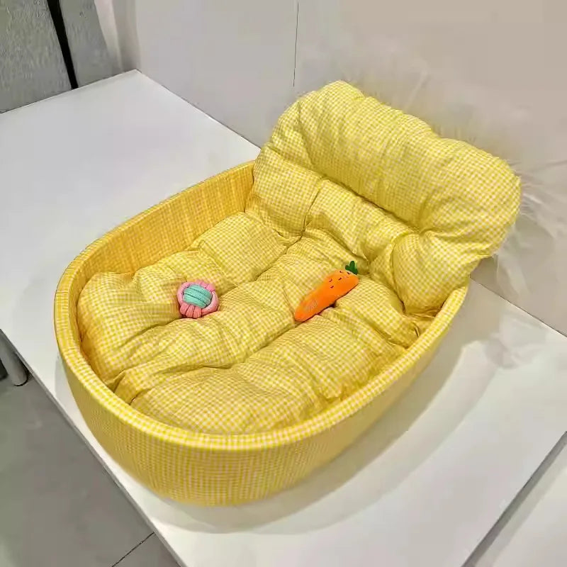 Macaron Pet Bed – Soft Round Dog & Cat Kennel, All-Season, 60x40cm