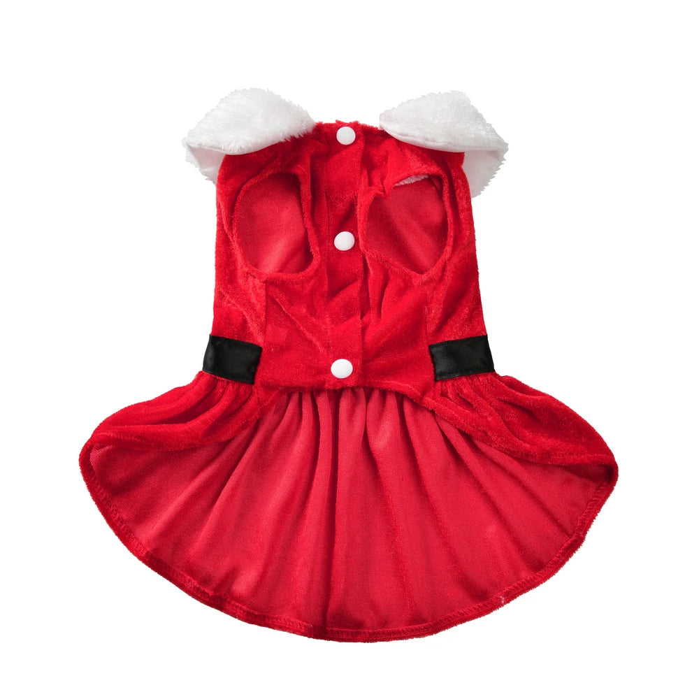 Christmas Pet Dress – Red Princess Costume for Small Dogs & Cats, S–XL