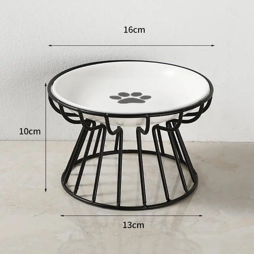 Elevated Ceramic Pet Bowl with Metal Stand – For Cats & Small Dogs