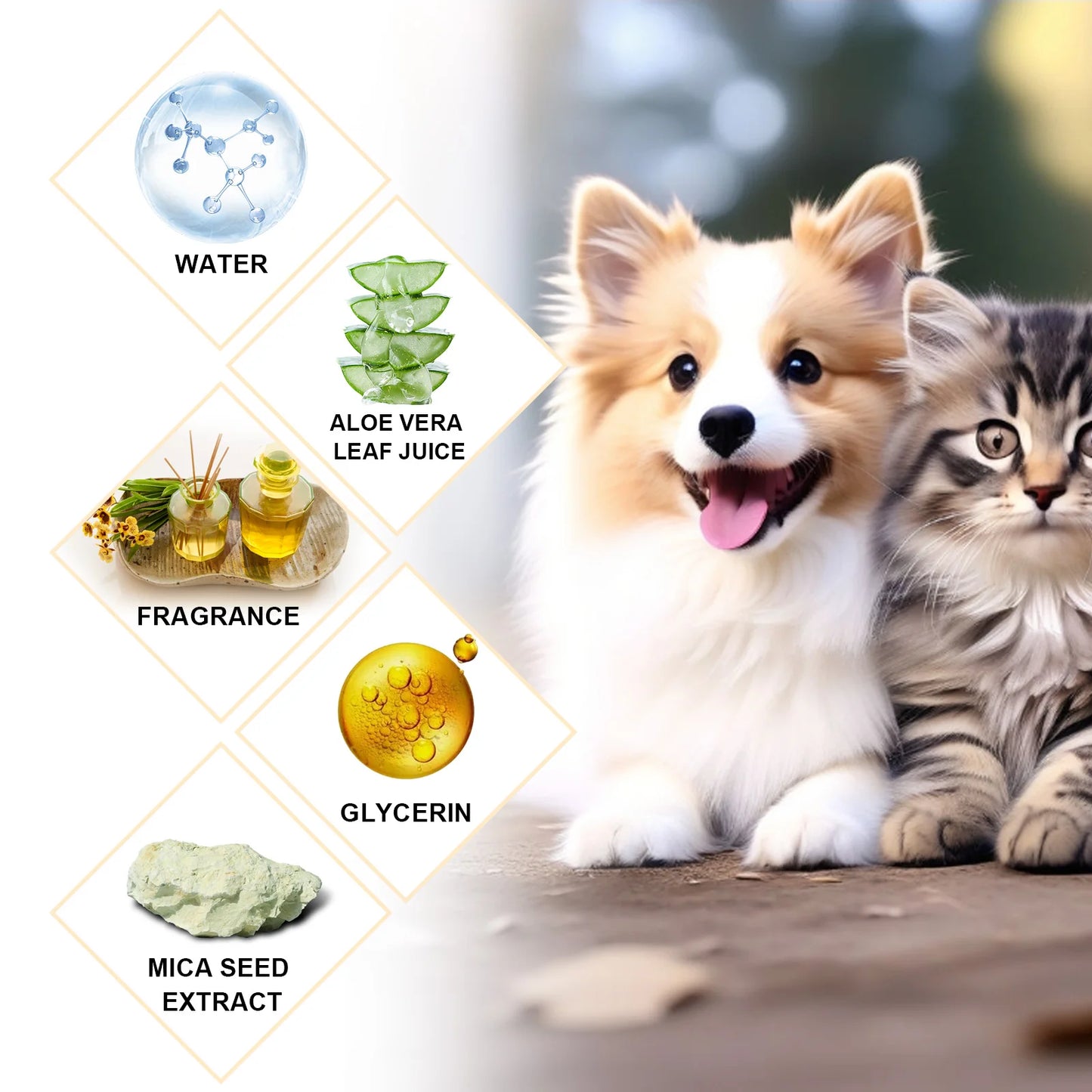 Pet Shampoo – Anti-Mite, Flea & Odor Removal, Softening Formula for Dogs & Cats