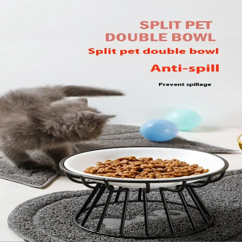 Elevated Ceramic Pet Bowl with Metal Stand – For Cats & Small Dogs