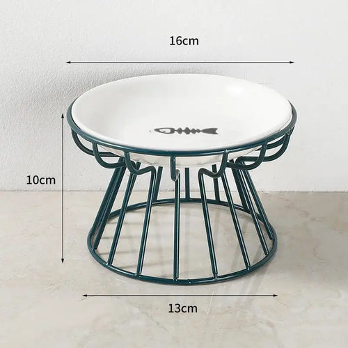 Elevated Ceramic Pet Bowl with Metal Stand – For Cats & Small Dogs