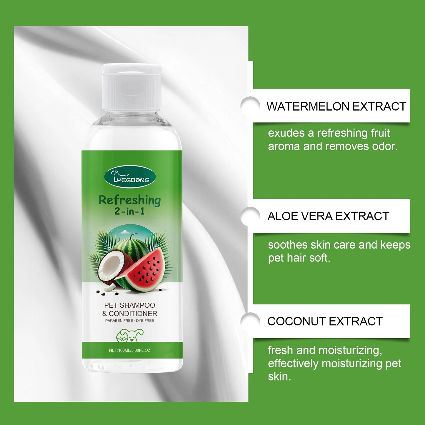 Hypoallergenic 2-in-1 Pet Shampoo & Conditioner – pH Balanced, Tear-Free, 100ml