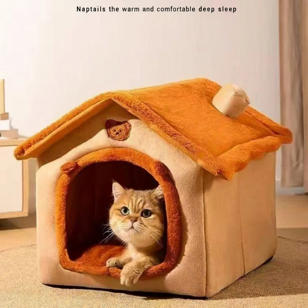 All-season house-style pet bed for small dogs and cats