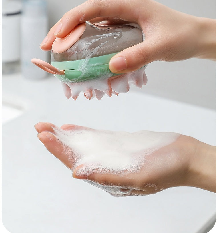 2-in-1 soap dispensing dog bath brush in multiple colors