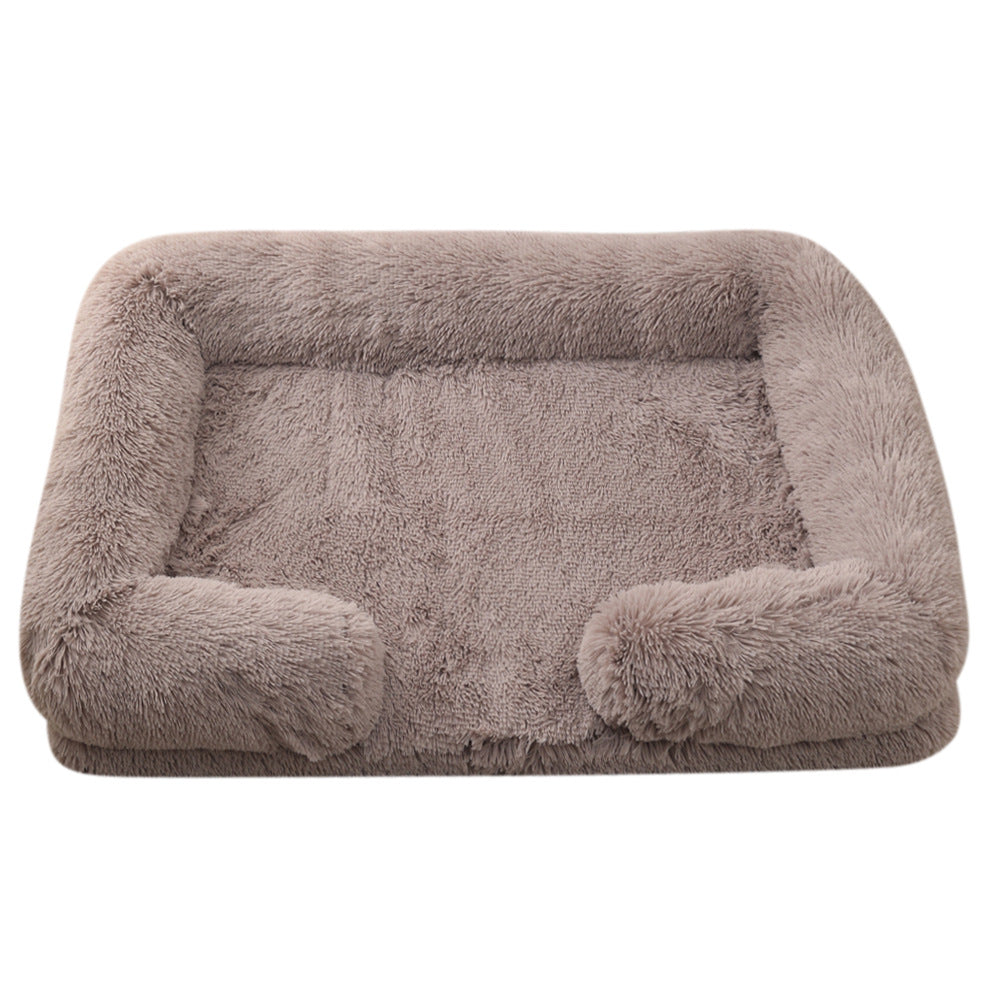 Plush winter dog bed showing soft calming material