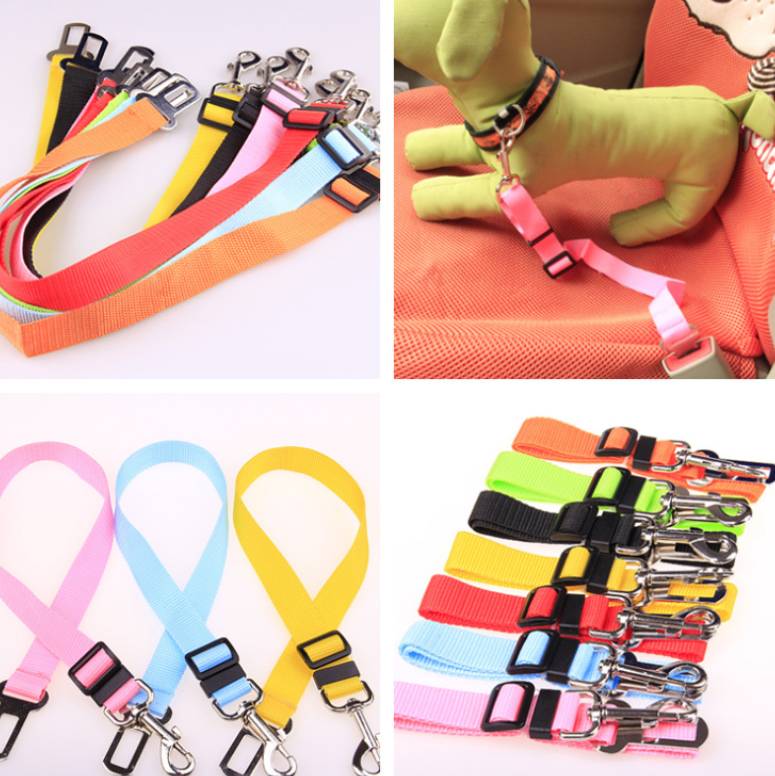 Adjustable nylon dog car seat belt safety clip leash in multiple lengths