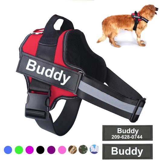 Adjustable no-pull reflective personalized dog harness in all sizes