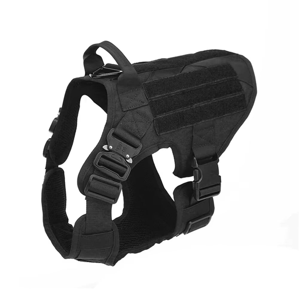 Black tactical dog harness