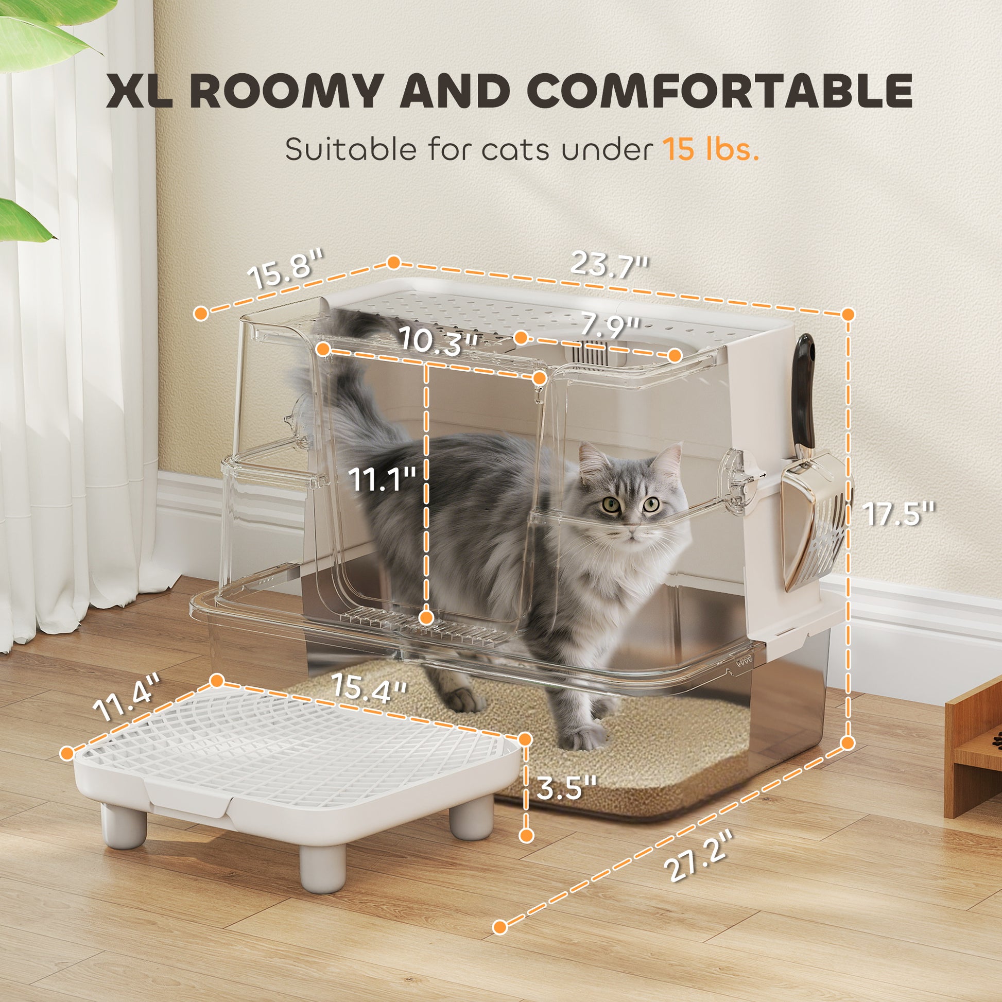 Litter box side entry door
