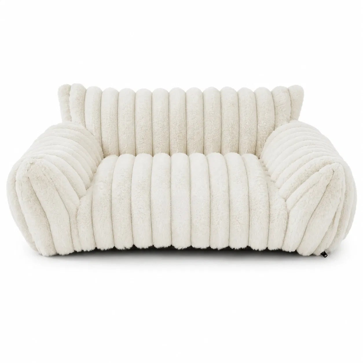Fluffy Cat Couch Bed in cream faux fur