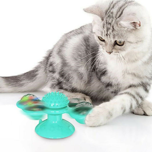 One Toy, Three Obsessions Rotating Windmill Cat Toy with Catnip