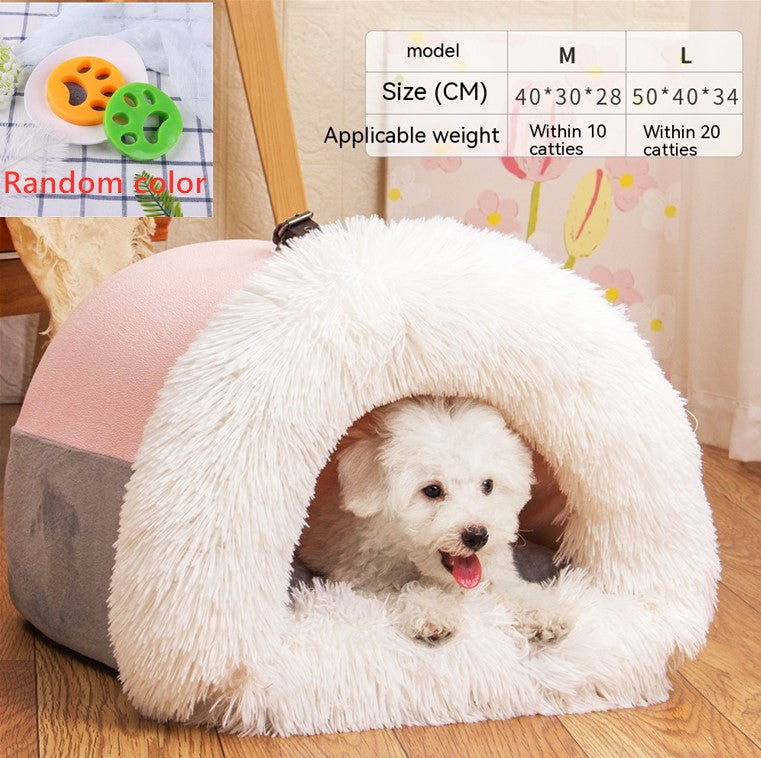 Long fur warm splice pet bed in multiple sizes