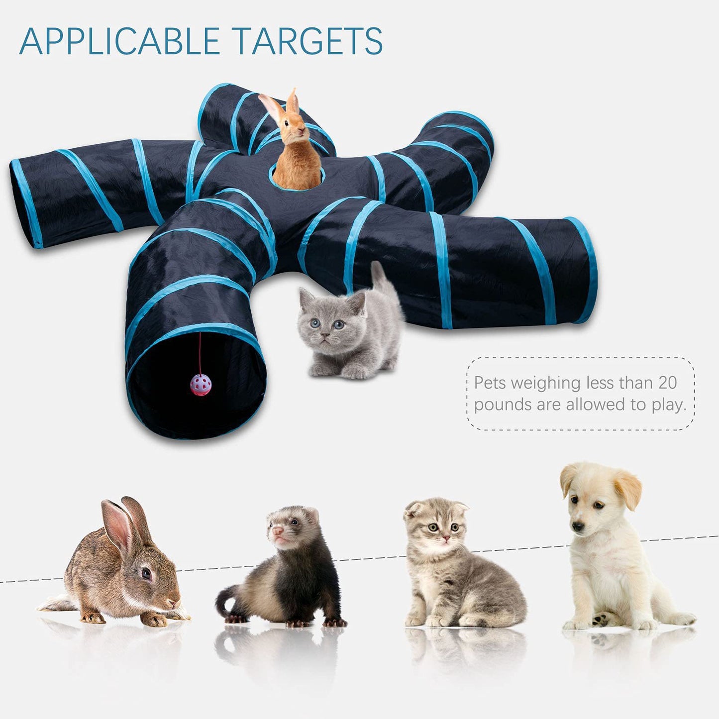 Collapsible multi-channel tree tunnel toy for indoor cats stretching 150cm