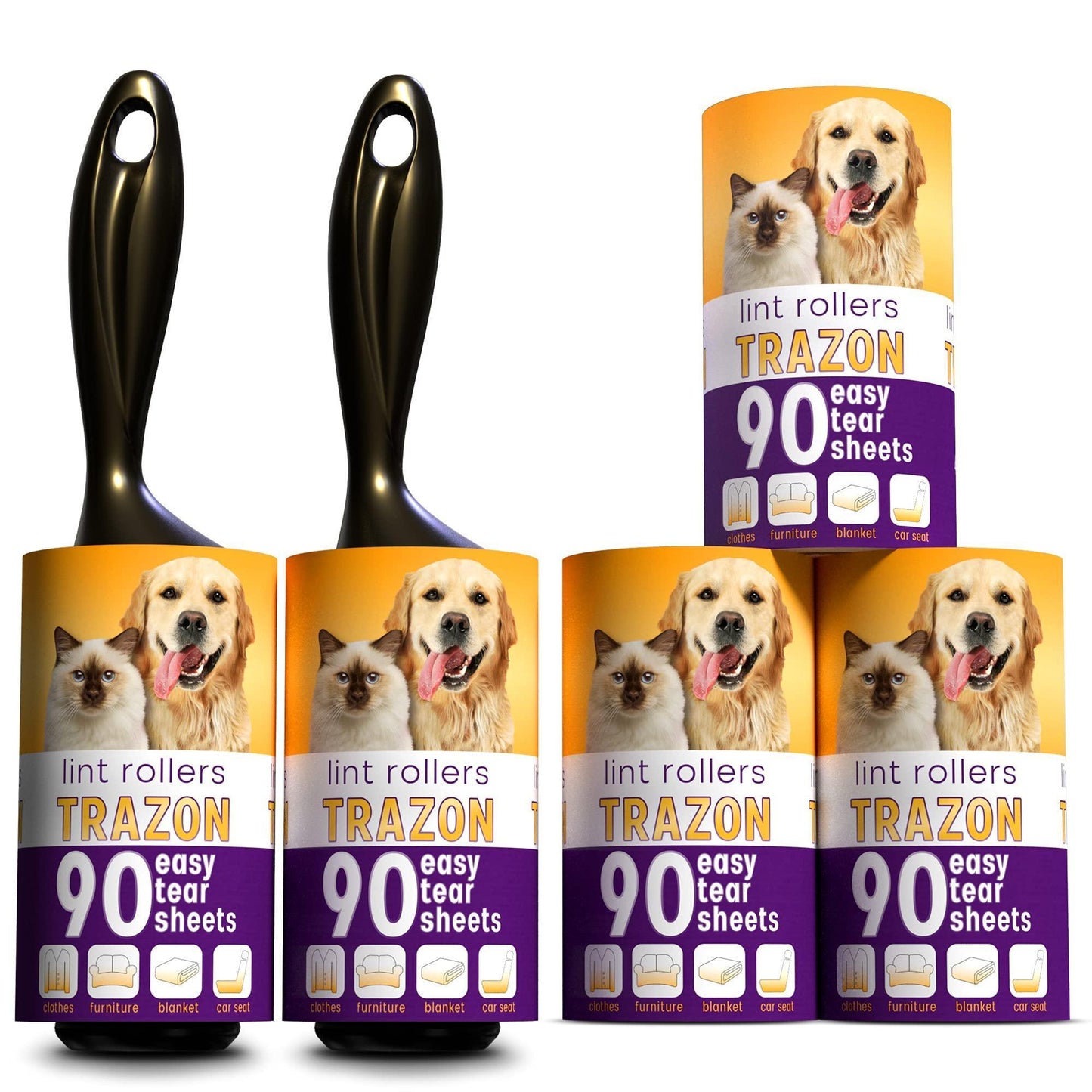 Pet Hair Lint Roller with 5 Refills (450 Sheets)