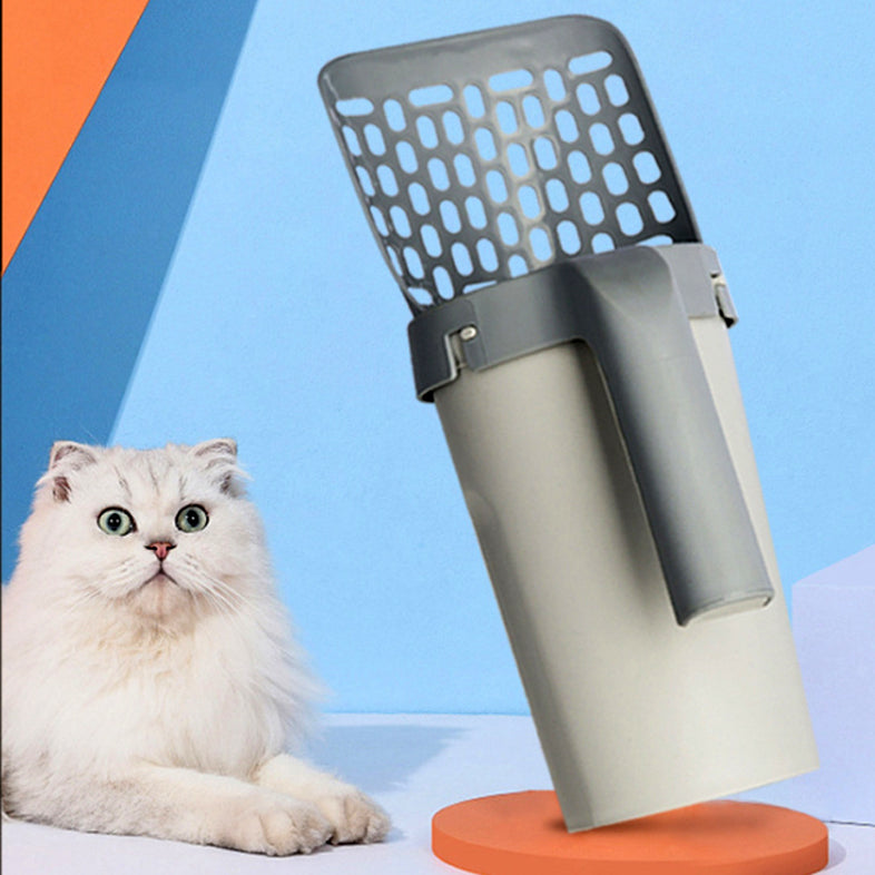 All-in-one cat litter scoop and waste bag storage no more litter mess