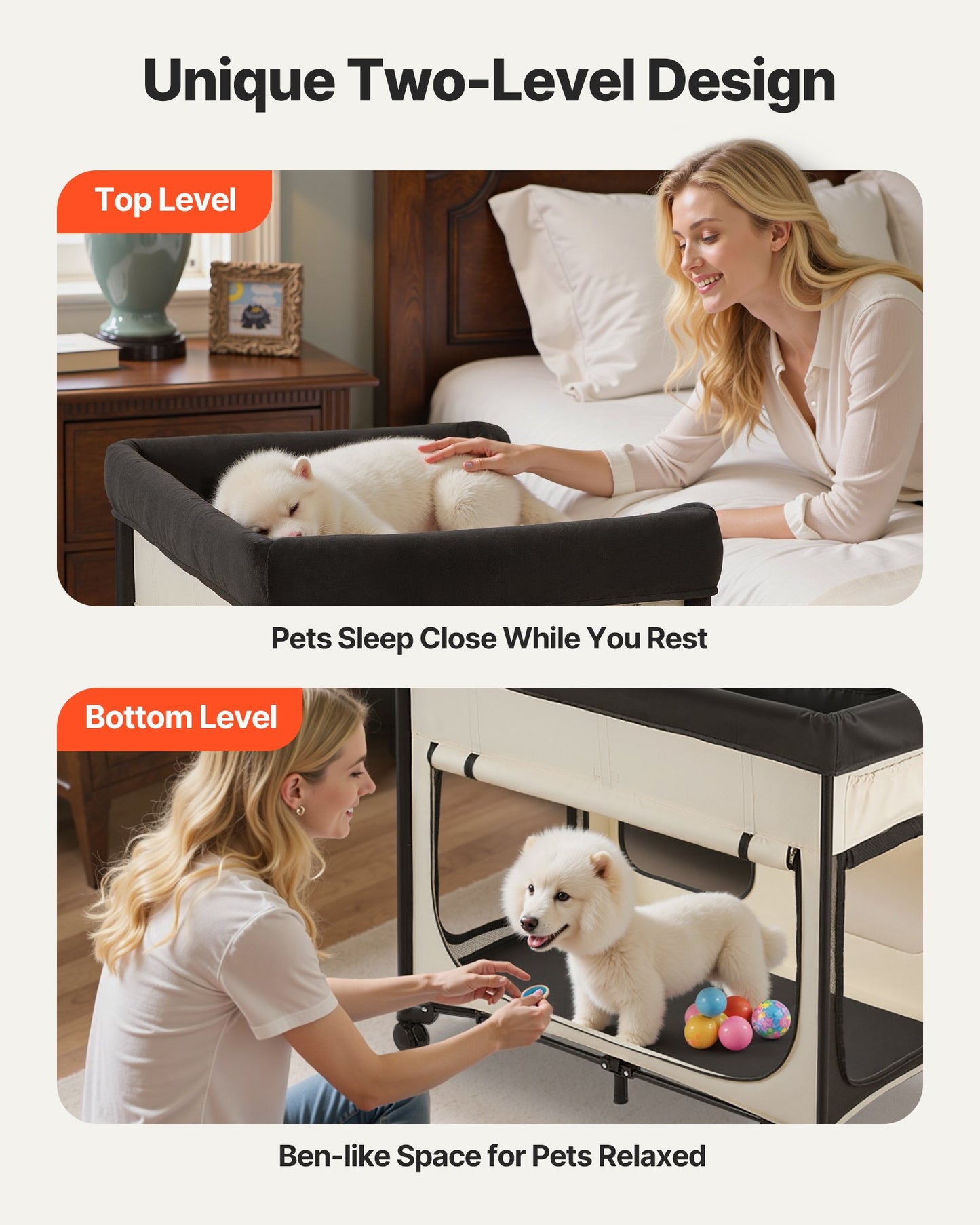 Bunk dog bed raised top platform