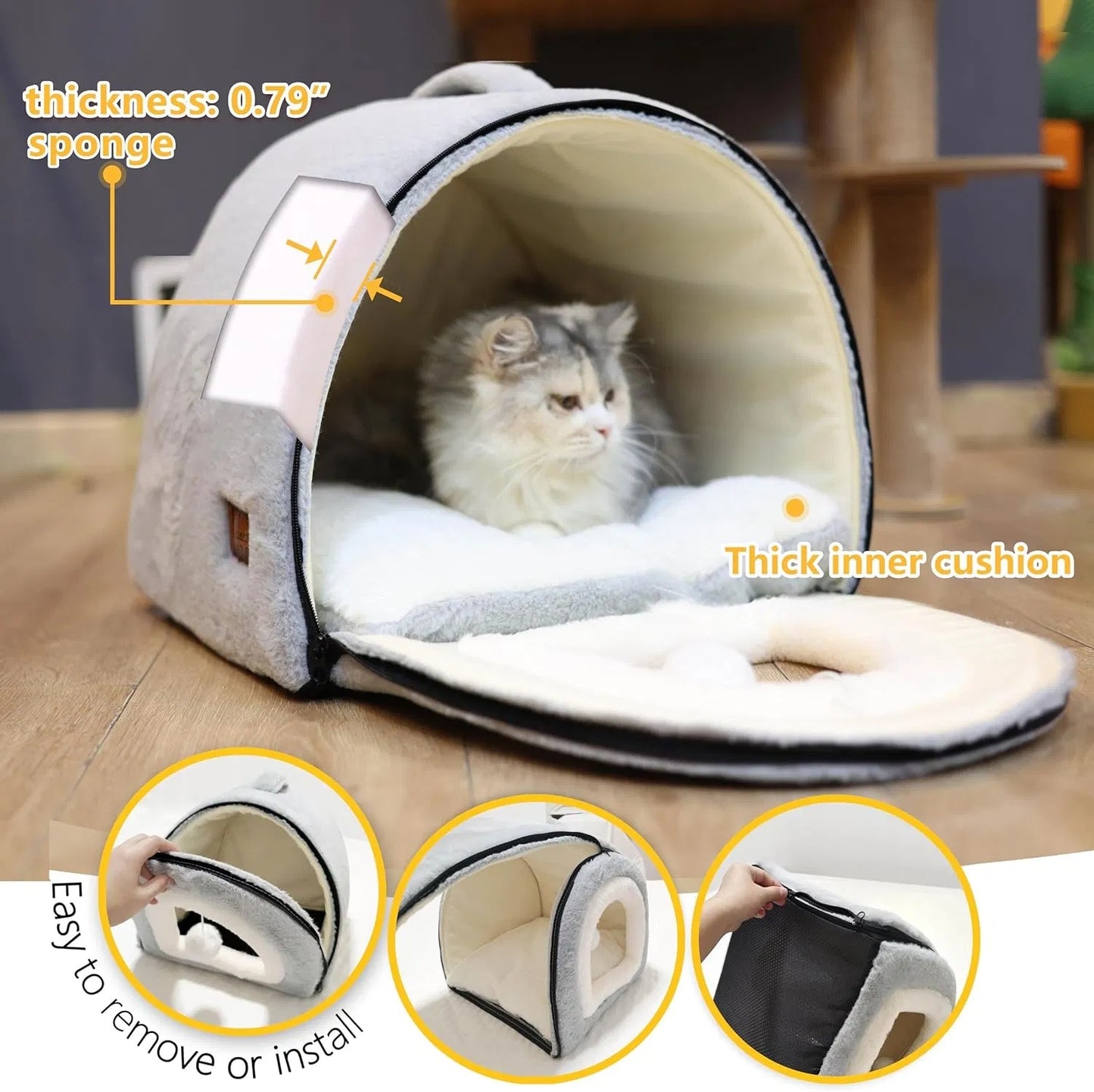 Cat cave folds into flat bed