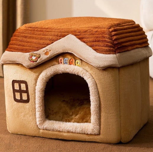 Self-Warming Enclosed Plush Pet House