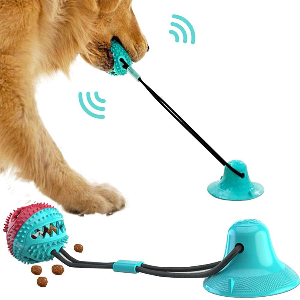 Dental-cleaning silicone suction cup chew toy for dogs teeth and gum care