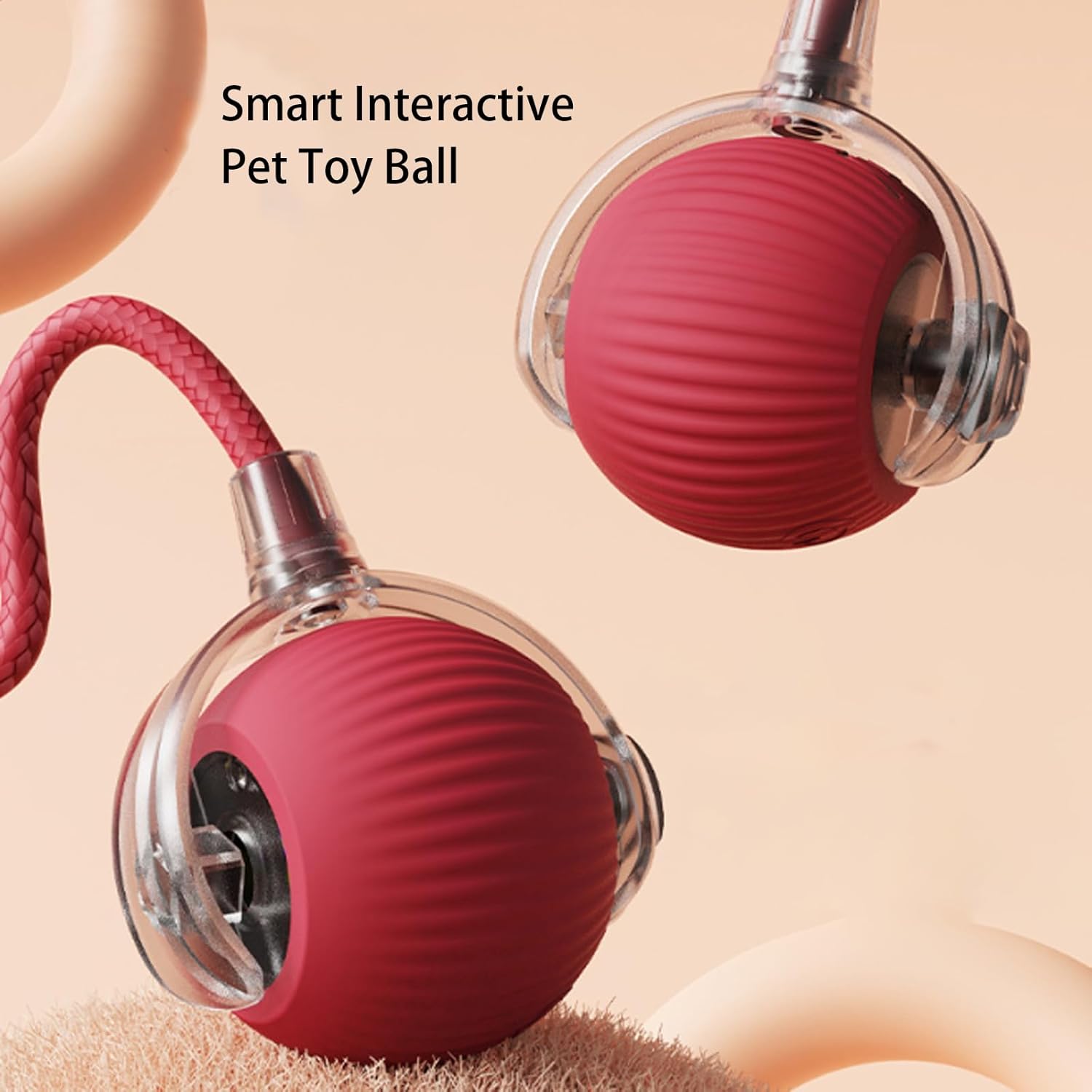 Dog fetching lightweight rope ball toy outdoors
