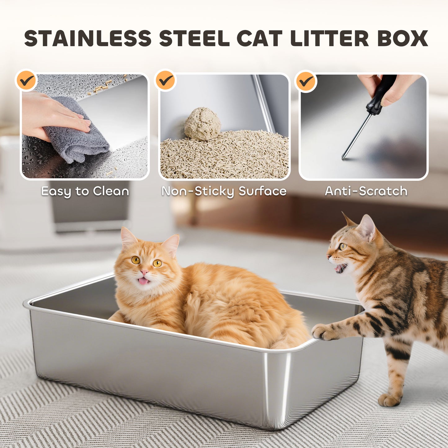 Stainless steel litter tray and scoop